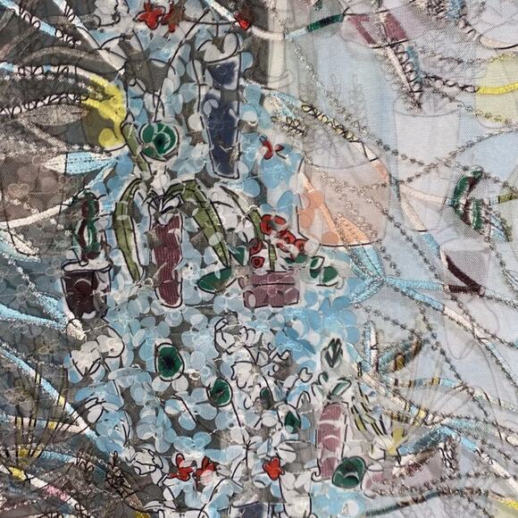 🎉 Peck & Peck Dressy Sheer Overlay Poncho 3D Unique Pattern Multi color Sz L/XL - Picture 3 of 5